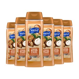 Suave Suave Moisturizing Body Wash, Cocoa Butter and Shea with Vitamin E Extract, No Parabens, No Phtahaltes, 18 Oz Pack of 6