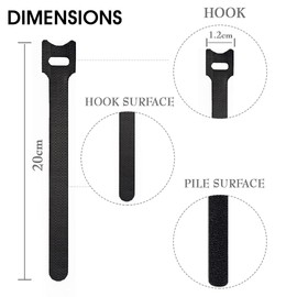 Swift Direct 8-Inch 100 Pcs Reusable Cable Ties, Premium Quality Cable Management Straps for Electrical Cable & Wire Organizer (200mm x 12mm, Black)