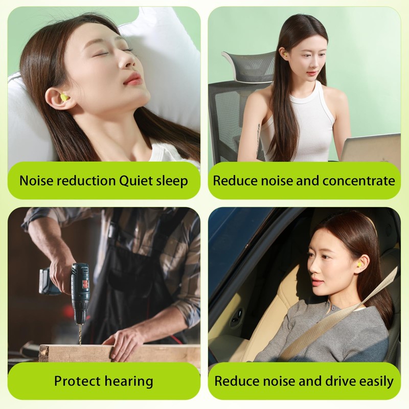 Silicone Earplugs with Storage Case, Lime Green Ear Plugs, 6