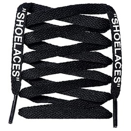 LitLaces -"SHOELACES Flat Printed Replacement Shoe Laces for Sneakers (Black, 45")