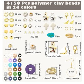 MIIIM Clay Beads Bracelet Making Kit for Beginner 5000pcs, 24 Colors Boho Jewelry Making Kits for Adults Women and Men, Earth Tone Heishi Beads with Letters and Charms for Friendship Bracelet (B)