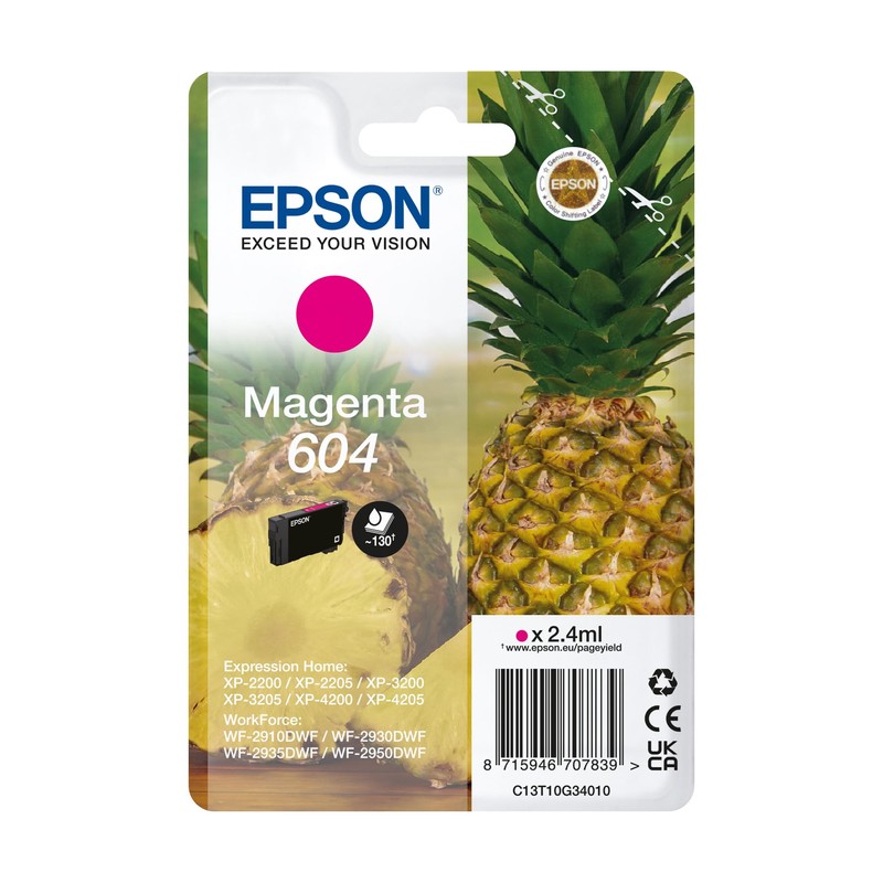 Epson Original 604 Ink Pineapple Single Pack Magenta Standard, XP-2200