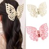 2 Pcs Large Butterfly Hair Clips, Pink and White Hollow