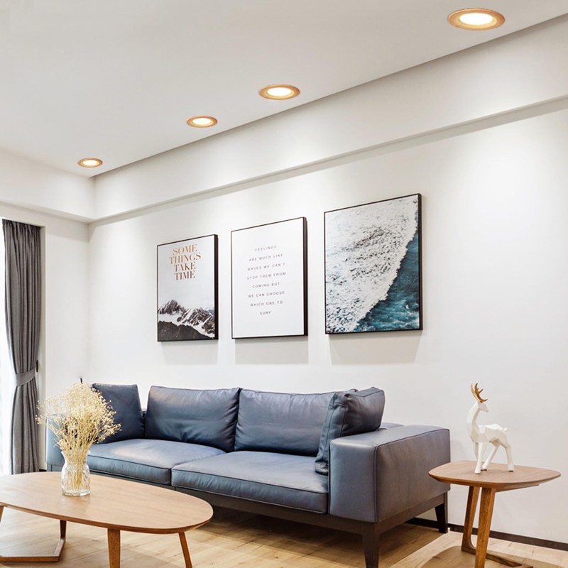 YGS-Tech 2 Inch LED Recessed Lighting, Wood Grain Style Dimmable