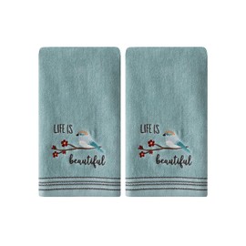 SKL Home Life is Beautiful Hand Towel Set, Aqua