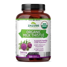 Zazzee Organic Milk Thistle, 7500 mg, 120 Vegan Capsules, Liver Health
