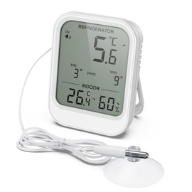 ORIA Digital Fridge Thermometer with Waterproof Probe, Freezer Thermometer, Indoor Thermometer with LCD Display, Temperature Alarm, Min/Max Value, for Fridge, Freezer