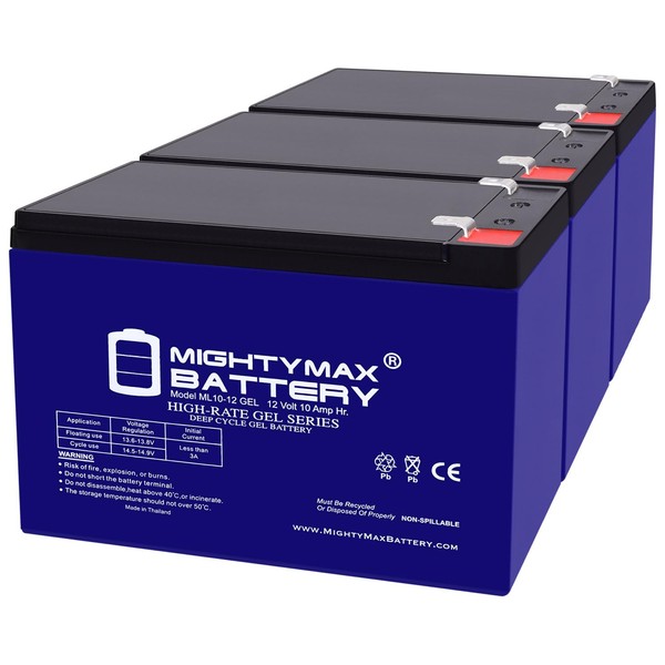 Mighty Max Battery 12V 10AH GEL F2 Replacement Battery Compatible