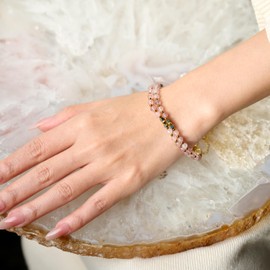 Farfume Bracelet for Women with Gemstone Beads, Chakra, 4 mm Real Natural Crystal Stones, Jewellery Gifts for Women