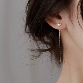 Silver Chain Earrings Cute Short Threader Earrings Star Heart Butterfly Earrings Minimalist Korean Earrings Silver Threader Earrings Jewelry (style-1)