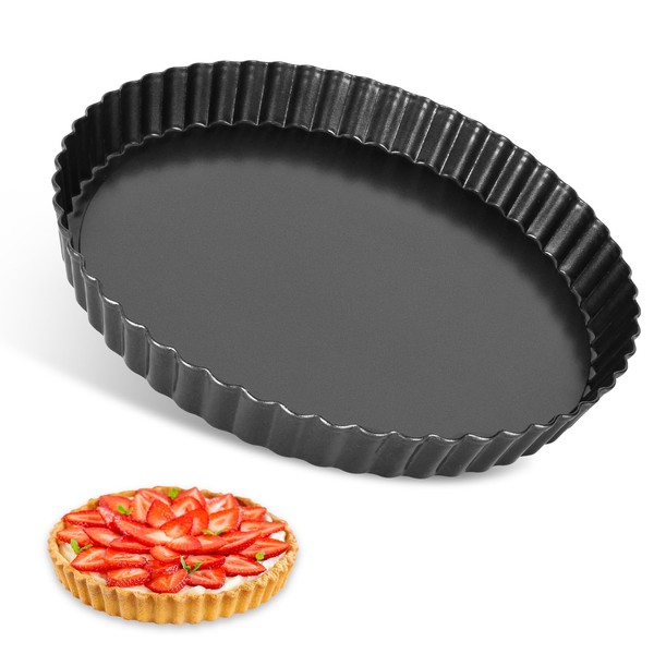 SEGNAYEN Quiche Pan, 30cm Tart Tin with Loose Base, Non-Stick