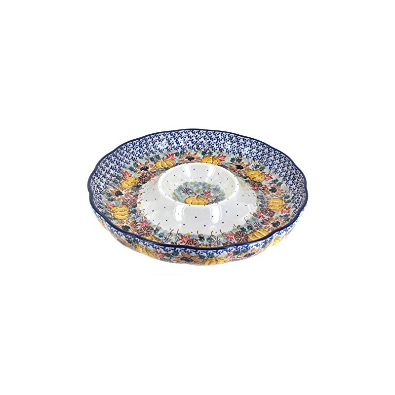 Blue Rose Polish Pottery Harvest Bounty Chip & Dip
