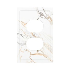 LWDZLHD White Gold Marble Outlet Covers Light Switch Cover Wall Plate Decorative Electrical Faceplate for Bathroom Bedroom Kitchen 5" x 3"