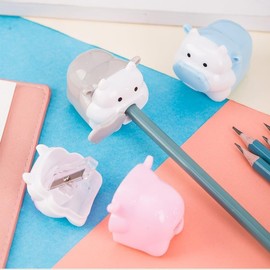 3Pc Cute Cattle Design Sharpener Cow Ox Kawaii Pencils Sharpeners Girls Gifts Stationery Office Supplies Nice Design Deft Processed, Writing and Correction Supplies（Pink,Blue,Grey）