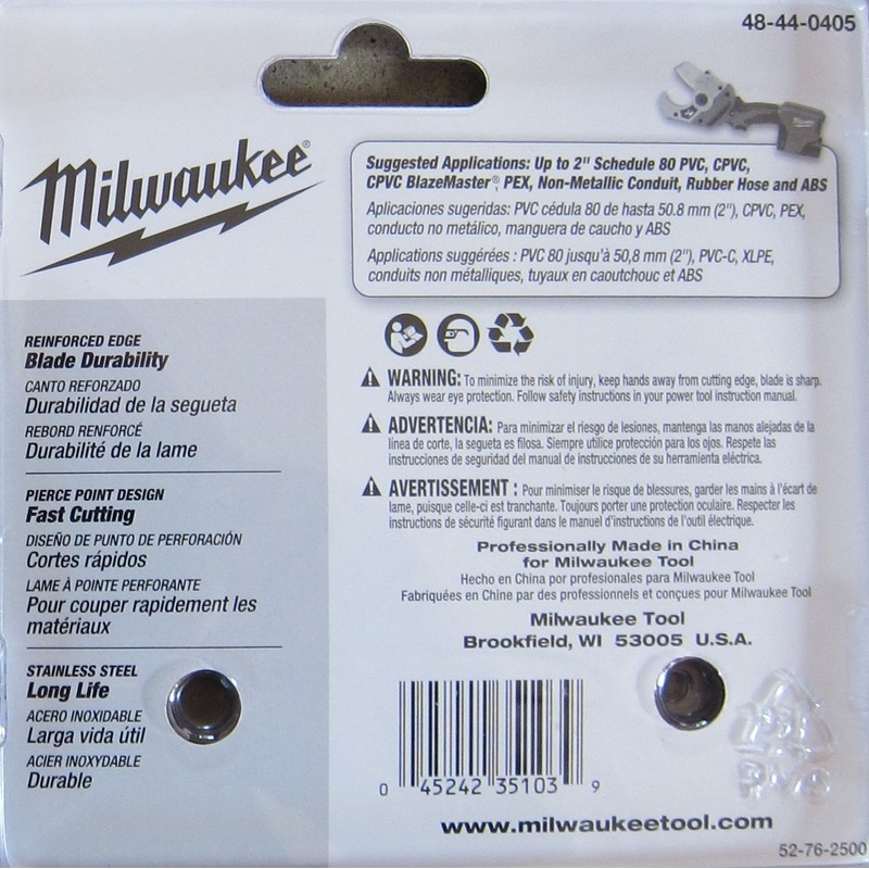 Milwaukee 48-44-0405 M12 Plastic Pipe Shear Blade