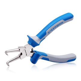 SPEEDWOX Circlip Pliers Internal Snap Ring Pliers with Bent Jaw 7 Inches Retaining Ring Plier Precision C Clip Pliers (Tip Diameter 0.07") Fixed Tip Comfort TPR Handles