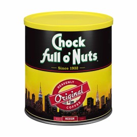 Chock Full o' Nuts Heavenly Original Ground Coffee – Premium Beans in Recyclable Steel Can – Rich Flavor & Aroma, Medium Roast – Perfect for Drip, Pour-Over, Percolator – 30.5 Oz Can