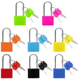 8 Pack Suitcase Locks with Keys, Small Travel Luggage Suitcase Lock, Multicolor Mini Metal Luggage Padlocks for Gym Locker Laptop Backpack (8 Pack Long)