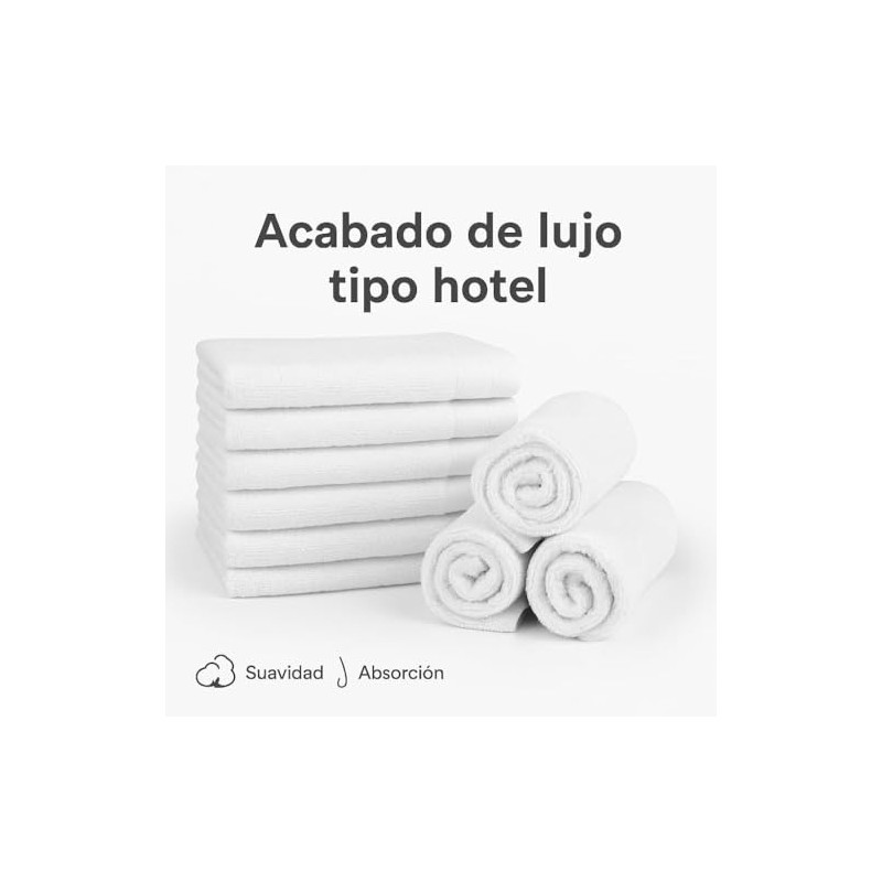 Toallas Faciales Blanco 100 Algodón Suaves Absorbentes Hotel Piezas