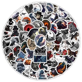 100PCS Crow Stickers for Skateboard,Water Bottle,Scrapbook,Helmet, Laptop,Car,Notebook,Luggage,Waterproof Vinyl Cute Birds Stickers,Cartoon Horror Crow Decals,Gift for Girl Adults Children