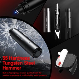 2 Packs Car Safety Hammer Window Glass Breaker and Seat Belt, Car Escape Tool Cutter Emergency Escape Black+Red