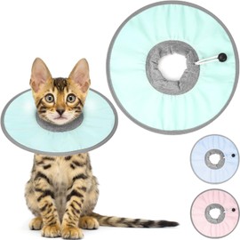 Collar de Recuperación para Gatos y Perro,Collar de Recuperación Ajustable para Gatos, Recuperación Postoperatoria, Adecuado para Gatos y Cachorros, Ligero y Suave, Evita Lamidos y Protege Heridas