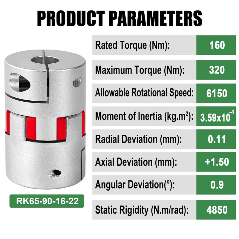 Plum Shaft Coupling Aluminium 16 mm to 22 mm, Flexible