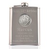 Mens 50th Birthday Stainless Steel Engraved Hip Flask with Solid