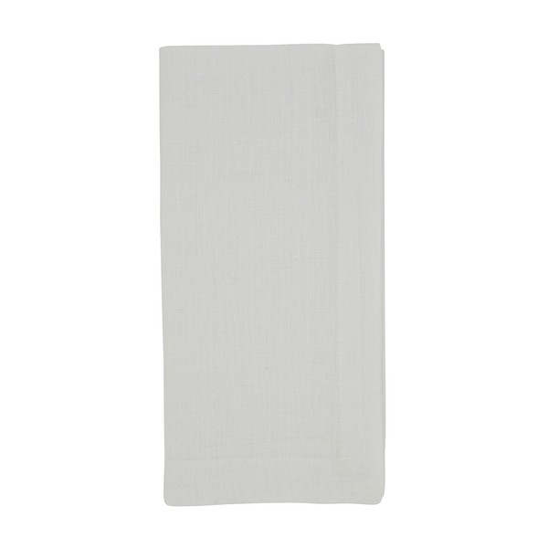 Saro Lifestyle Plain Linen Table Napkins (Set of 4), White,
