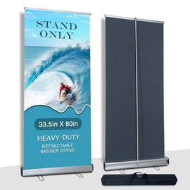 Heavy-Duty Retractable Banner Stand 33.5"x80" 1 UNIT with Padded Canvas Carry Bag (Stand ONLY) for Business and Trade Shows Advertising and Promotion