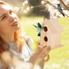 Wooden Bird House, Pack of 3 Mini Hanging Decorative Birds