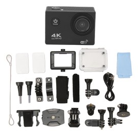 Action Camera 4K HD 98.4ft Waterproof 2.0 Inch Screen WiFi Underwater Sports Camera for Outdoor Diving Helmet Black