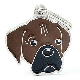 Pet Pendant, Dog Metal Pendant Key-Ring Puppy ID Tags Key Chain Keychains Birthday (Boxer Brown)