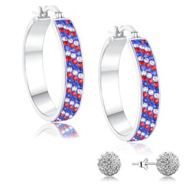 LANFUNI Crystal Hoop Earring, Silver Plated Circle Hoop Earrings, Sparkly Earrings for Women Fashion Jewelry Gift