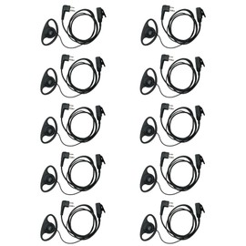 BVMAG D Shape Earpiece Headset with PTT Mic Compatible with Motorola CP200 CP200D CP185 CLS1410 CLS1110 BPR40 DTR410 PR400 RMU2040 Walkie Talkie Two Way Radio 10Pack