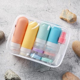 Triko Juego de 16 Botellas de Viaje, Recipientes Rellenables y Exprimibles de Silicona a Prueba de Fugas para Artículos de Tocador, Acondicionador, Champú, Loción (Colores Vibrantes)