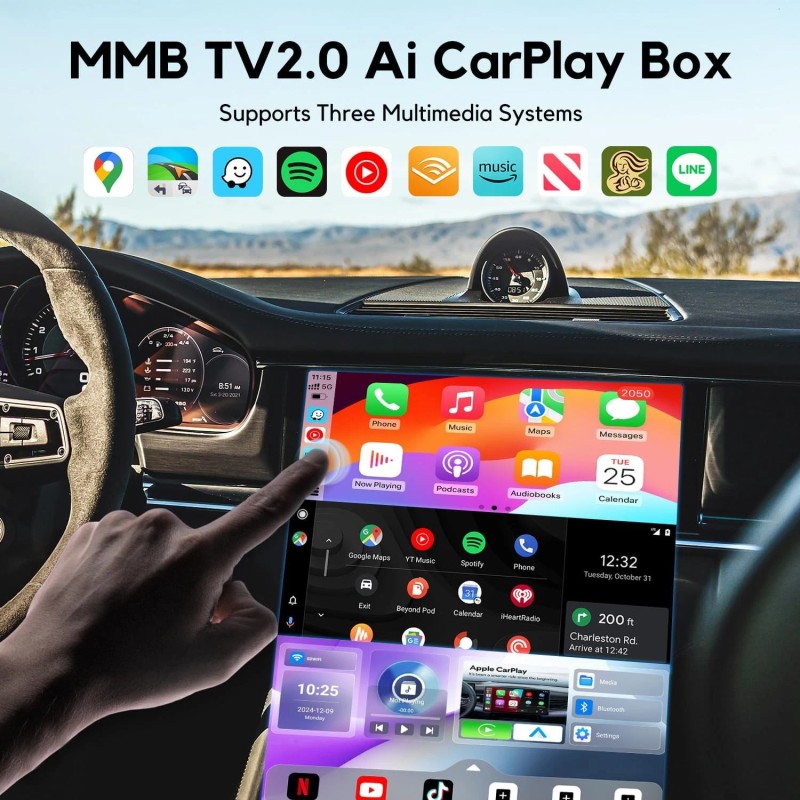 MMB Wireless CarPlay & Android Auto Box Adapter, Built in