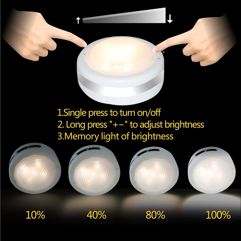 Starxing Battery Operated Puck Lights with Remote, Wireless Led Under