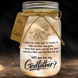 Godfather Proposal Gifts, Best Man Padrinos God Parents Presents Proposal Gifts from Godchild, Quieren Ser Mis Padrinos De Bautizo, Will You Be My Godfather Godparents Gift for Baptism Mason Jar 14oz