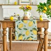 Artoid Mode Blue Lemon Flower Floral Summer Table Runner,Spring Kitchen