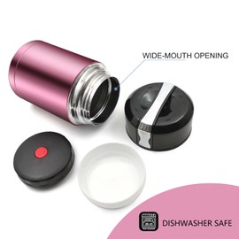 Zalaxt 28oz Soup Thermos, Stainless Steel Thermos for Hot Food, Wide Mouth Food Thermos Jar, Insulated Lunch Container Leak Proof Vacuum Thermal Flask(rosered)