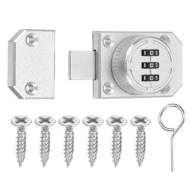 PATIKIL Combination Cabinet Latch,Zinc Alloy Mechanical Keyless Password Lock 3-Digit Password Cabinet Lock Safety Lock with Screw for Cabinet Drawer Cupboard Silver