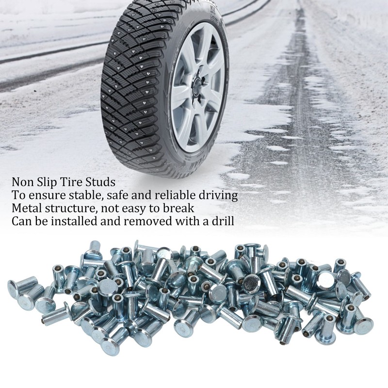 100PCS Non Slip Tire Studs Replacement Universal Wheel Metal Studs