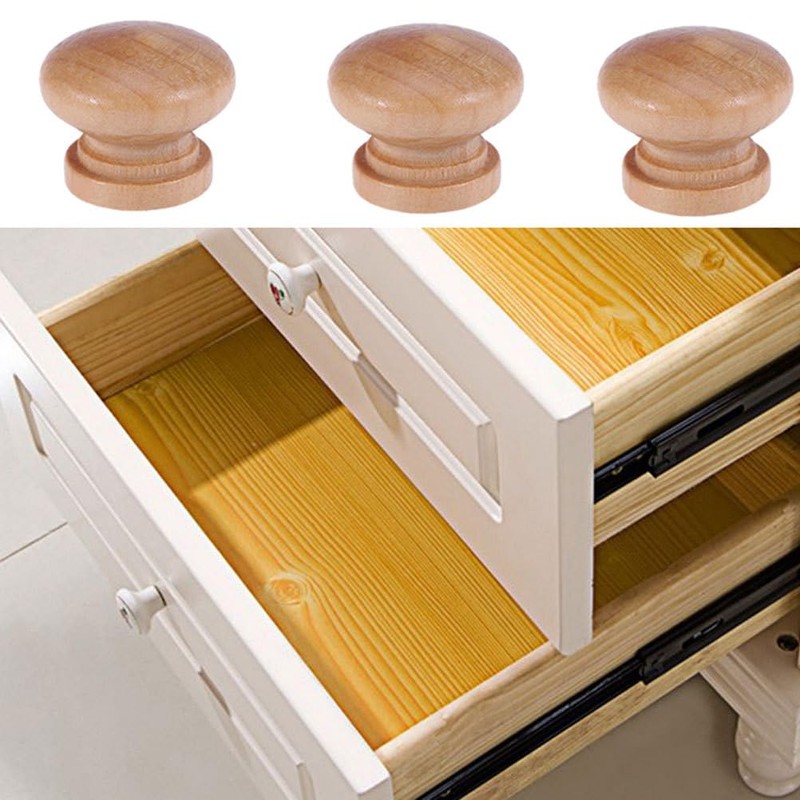 Wooden Knobs Cabinet Furniture Drawer Knobs Pulls Handles with Screw
