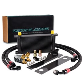 PIT66 19 Row AN10 Oil Cooler Thermostat Adapter Kit, Compatible with 2001-2005 Subaru Impreza WRX STi Black