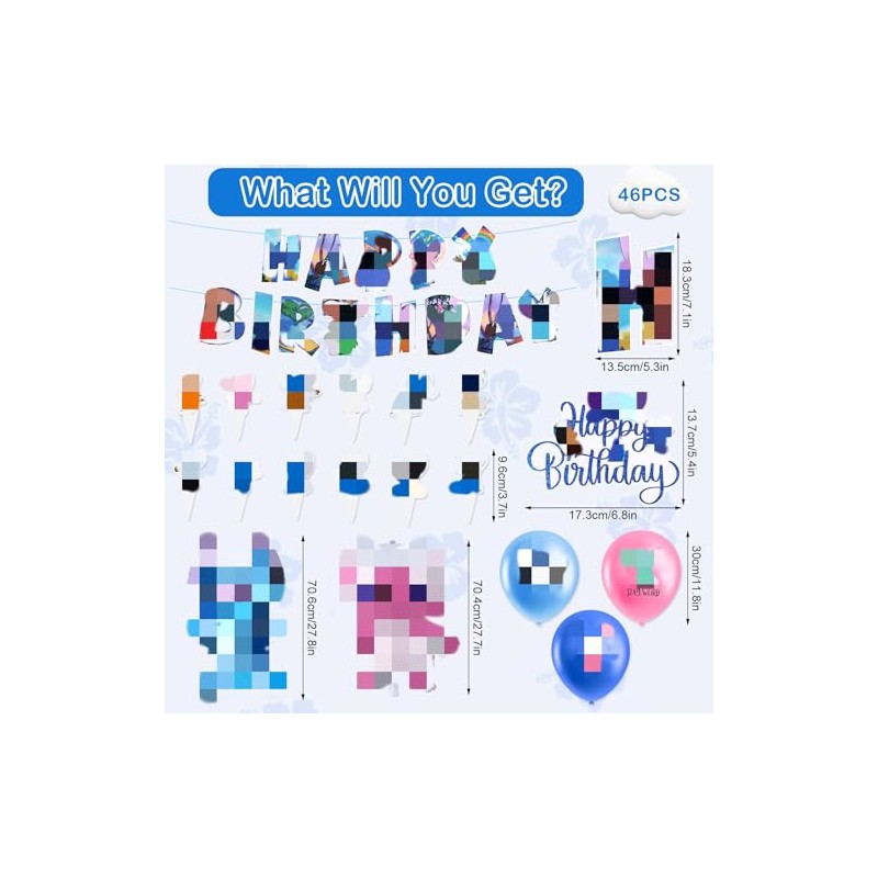 46PCS Birthday Party Decoration, Blue Celebration for Boys and Girls,