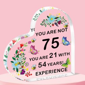 QMVMV 75th Birthday Acrylic Plaque 75th Birthday Gifts for Women Keepsake Unusual 75th Birthday Gifts for Her Special 75th Birthday Gifts for Mum Friend 75th Birthday Ideas for Sister