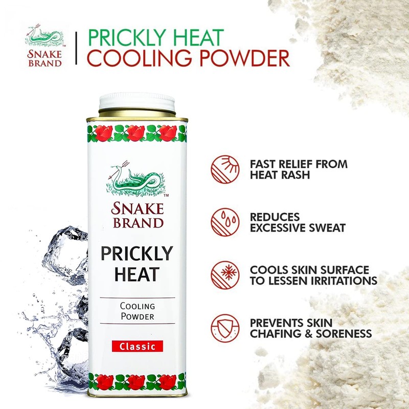 Snake Brand Prickly Heat Cooling Powder for Everyday Use -