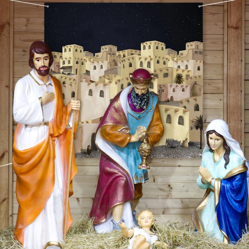 Peryiter Nativity Backdrop for Christmas 6 x 6 ft Bethlehem