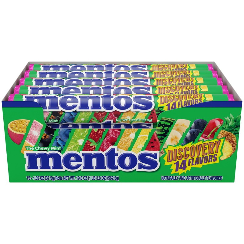 Mentos Chewy Mint Candy Roll, Discovery 14 Assorted Fruit Flavors,